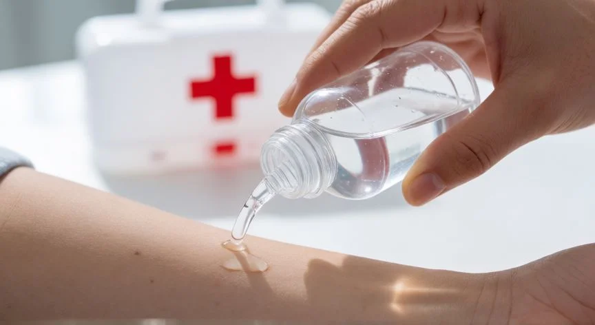 Limpieza de herida con suero salino estéril
