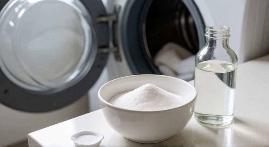 mejor producto para limpiar la lavadora, Ingredientes naturales como vinagre y bicarbonato para limpiar la lavadora