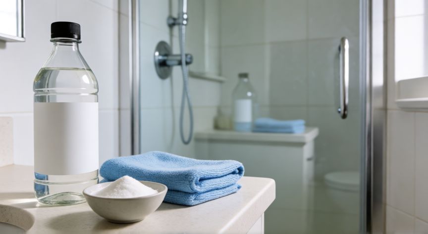 mejor producto para limpiar mampara de baño mercadona, Productos de limpieza caseros y paño de microfibra en el baño