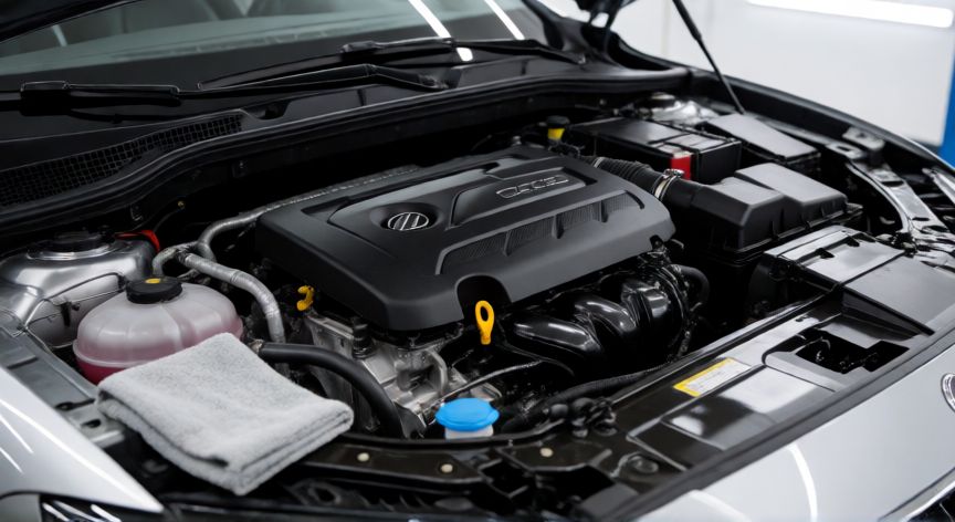 mejor producto para limpiar motor coche, Motor de coche limpio y brillante tras el mantenimiento