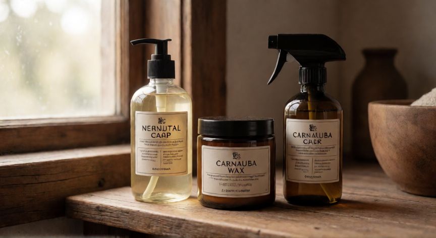 mejor producto para limpiar muebles de madera, Productos de cuidado para muebles de madera sobre una estantería