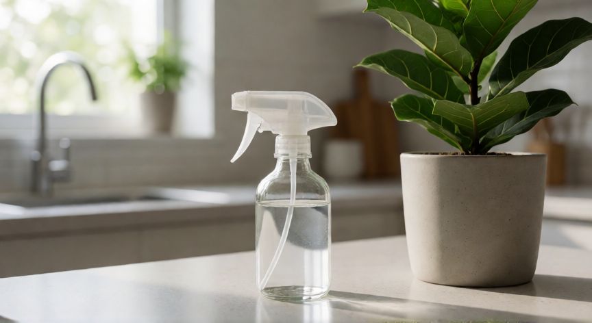 mejor producto para limpiar plantas, Bote de solución natural para limpiar plantas de interior en la cocina