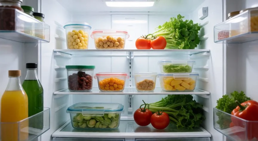 mejor producto para limpiar refrigerador, Interior de un refrigerador limpio y organizado tras la limpieza