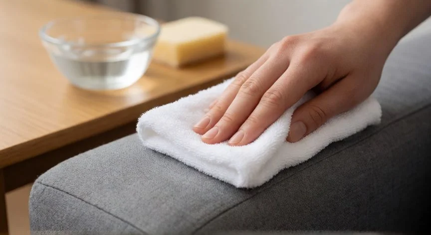 mejor producto para limpiar tapicería sofá mercadona, Limpieza suave de tapicería con paño microfibra y jabón neutro