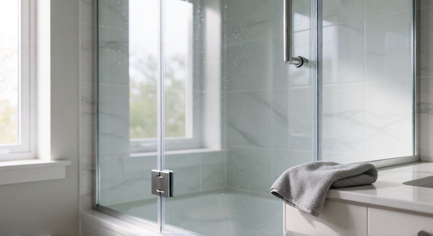 mejor producto para limpiar vidrios del baño, Vidrio de ducha impecable y brillante tras la limpieza profesional