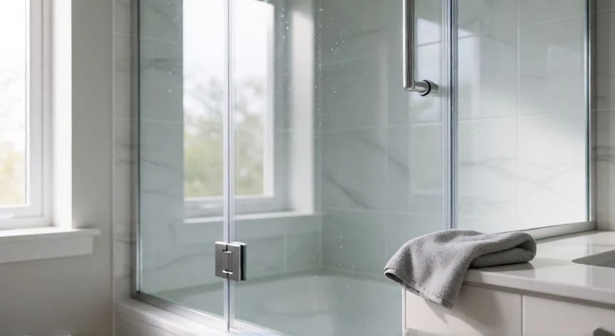 mejor producto para limpiar vidrios del baño, Vidrio de ducha impecable y brillante tras la limpieza profesional