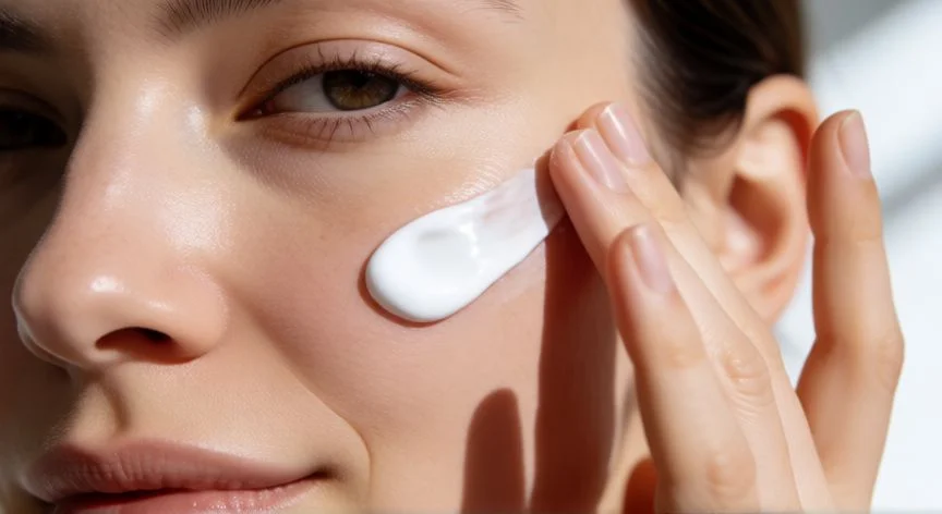 Mujer aplicando sérum facial para tratar manchas en la piel