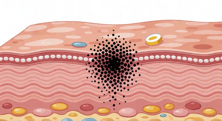 mejor producto para manchas en la cara, Ilustración científica de las capas de la piel y la acción de activos despigmentantes