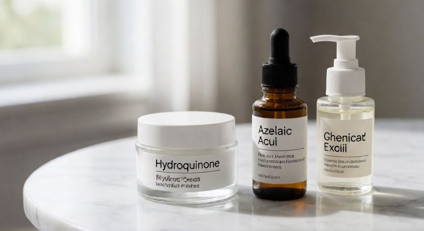 mejor producto para melasma, Rutina de cuidado de la piel con activos despigmentantes y exfoliantes