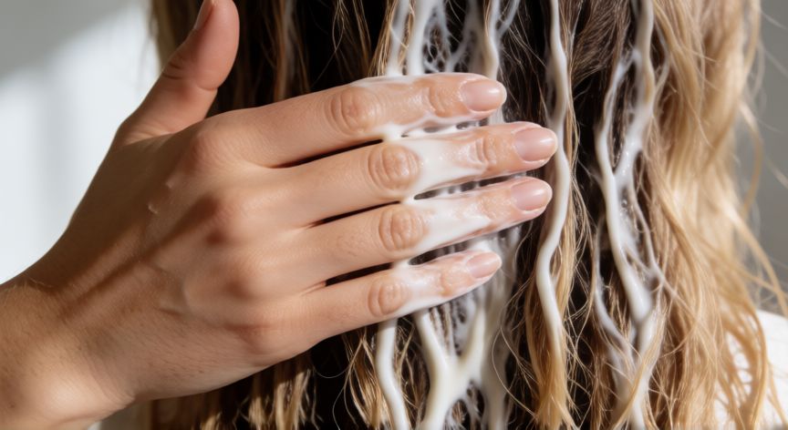 mejor producto para nanoplastia, Aplicación de mascarilla capilar reparadora de queratina en cabello dañado