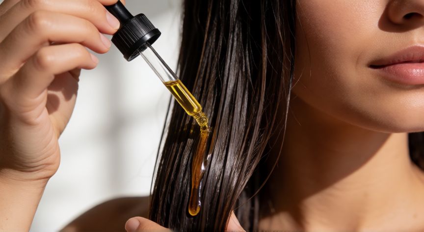 mejor producto para nutrir el cabello, Aplicación de aceite de argán en cabello húmedo para nutrir profundamente