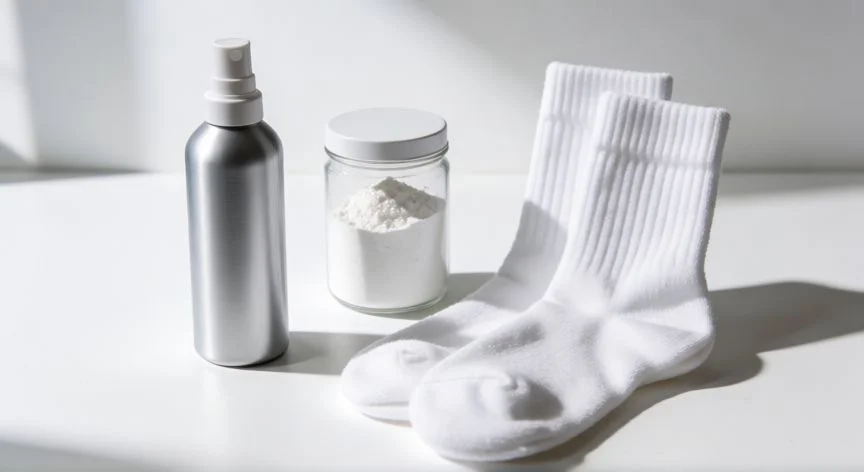 mejor producto para olor de pies, Productos de cuidado para pies como antitranspirantes y calcetines limpios