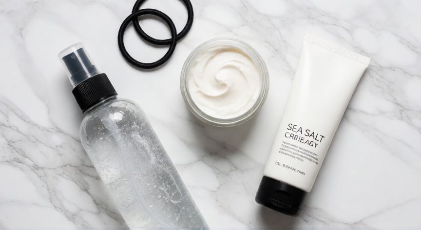 mejor producto para ondular el pelo, Productos de estilismo capilar como spray de sal marina y cremas de texturizar
