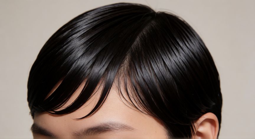 mejor producto para pelo efecto mojado, Detalle de cabello con efecto mojado brillante y pulido