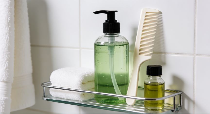 mejor producto para piojos, Productos de higiene y tratamientos anti-piojos en un baño limpio