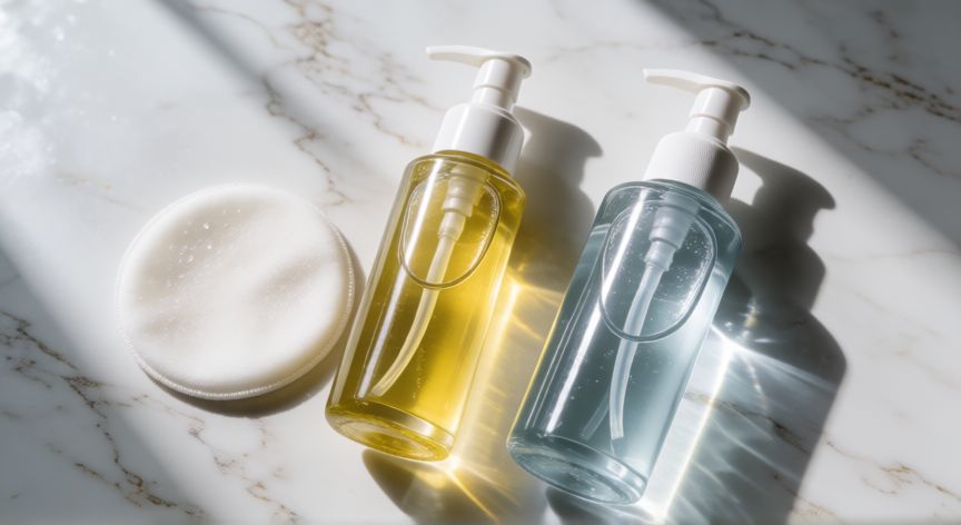 mejor producto para puntos negros, Rutina de limpieza facial con productos de doble limpieza