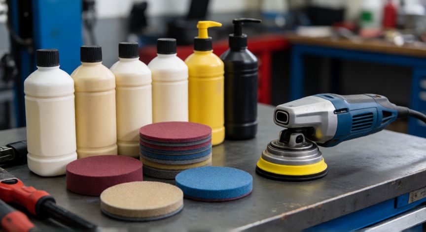 mejor producto para quitar arañazos del coche, Kit completo de reparación de arañazos para coche con pulidora y compuestos