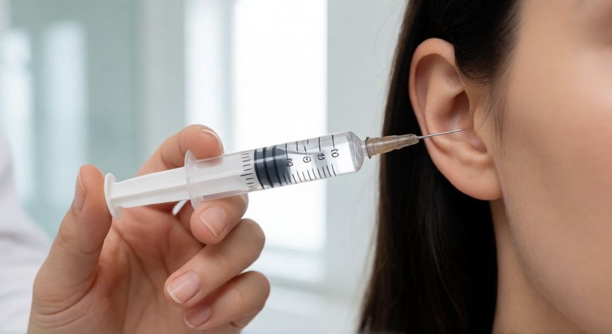 mejor producto para quitar tapones oídos, Preparación de jeringa con agua templada para lavado auricular suave