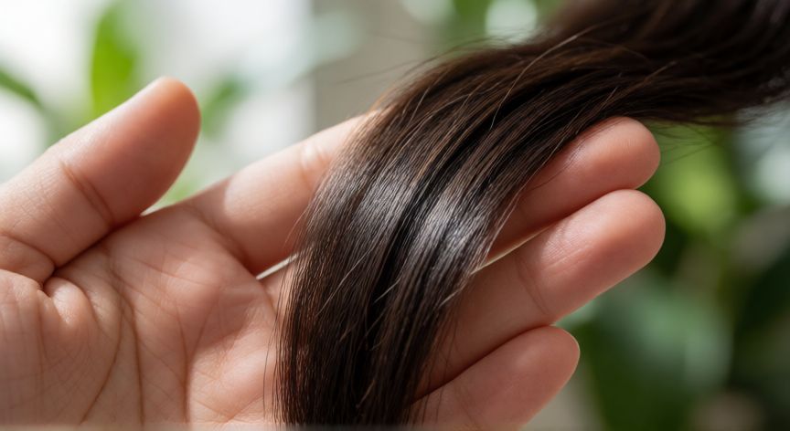 mejor producto para recuperar el cabello, Detalle de fibra capilar reparada con tratamiento de ceramidas