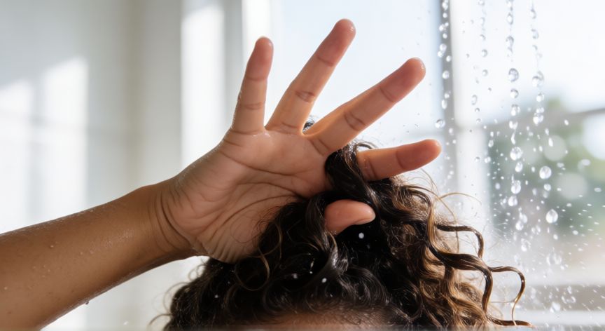 mejor producto para rizar el pelo, Técnica de scrunching para moldear rizos húmedos con las manos