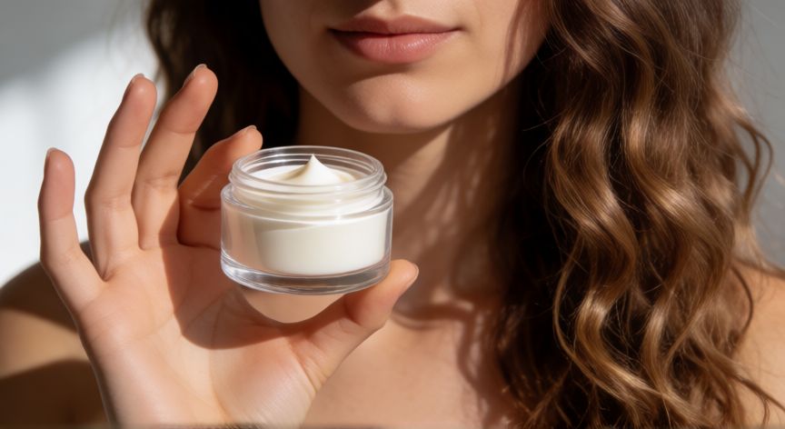 mejor producto para rizos, Mujer con cabello ondulado definido aplicando crema hidratante