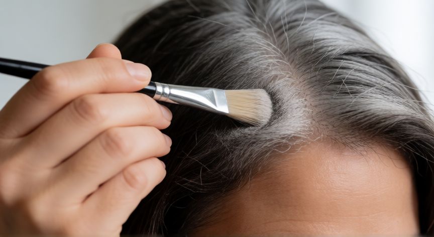 mejor producto para tapar canas, Uso de corrector temporal en polvo para camuflar canas