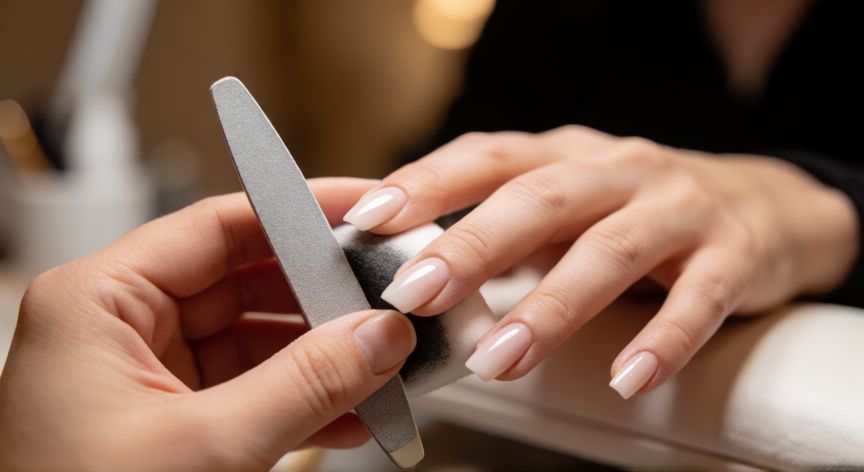 mejor producto para uñas acrilicas, Proceso de lija y pulido profesional para acabado espejo en uñas acrílicas