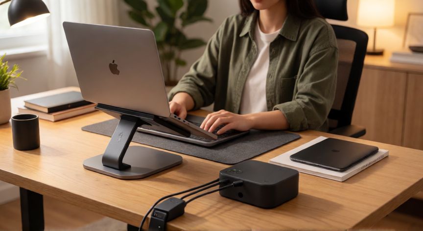 mejor producto para vender en amazon, Accesorios de oficina y hogar organizados en un escritorio moderno