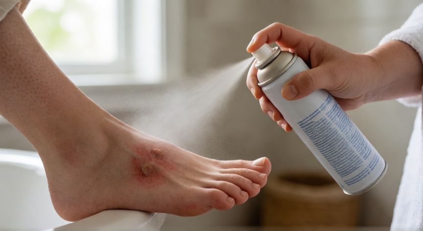 mejor producto para verrugas, Uso de spray crioterápico para el tratamiento de una verruga plantar en el pie