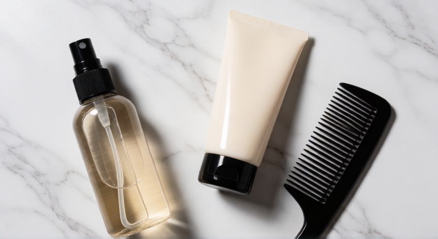 mejor producto para volumen pelo, Productos de cuidado capilar para volumen dispuestos en blanco