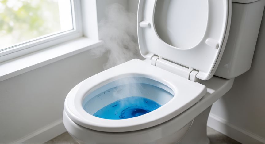 mejor producto para wc quimico, Inodoro limpio tras la aplicación del producto químico
