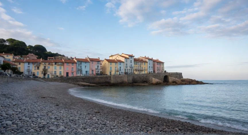 Casas de colores en San Juan de Luz junto a la playa del País Vasco Francés