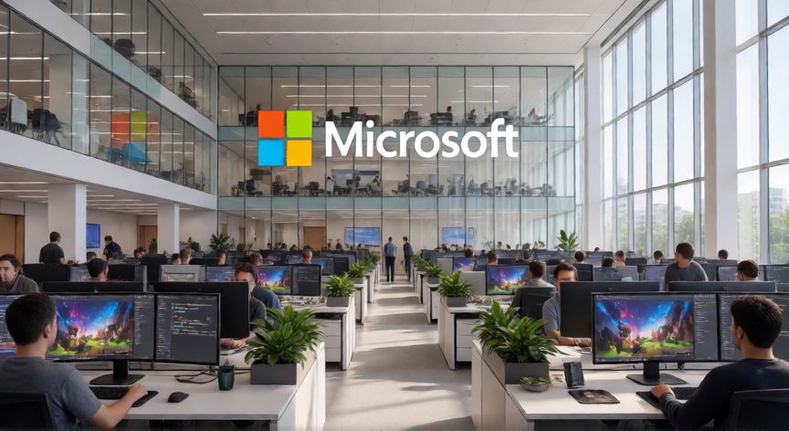 minecraft es juego indie, Oficinas modernas de Microsoft donde se desarrolla Minecraft como franquicia AAA