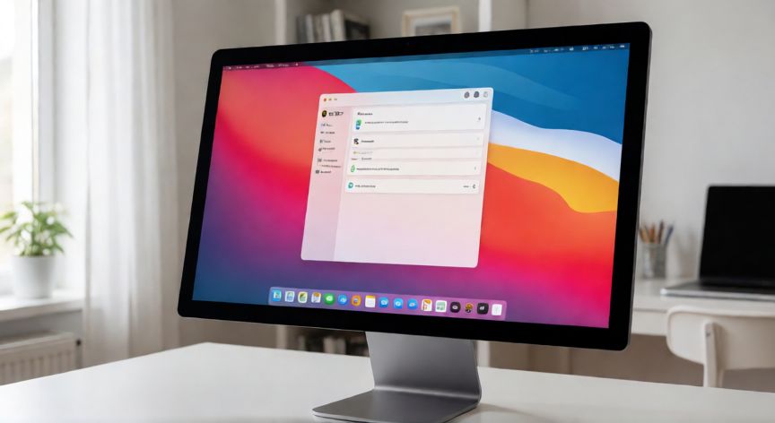 Ordenador todo en uno AIO moderno sobre escritorio limpio