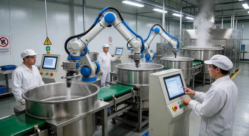 Línea de producción industrial del Nexa 95 con control automatizado