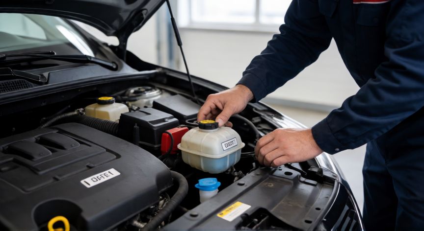 o que significa tecnologia jet&clean, Técnico revisando el depósito de agua del sistema Jet & Clean en el motor