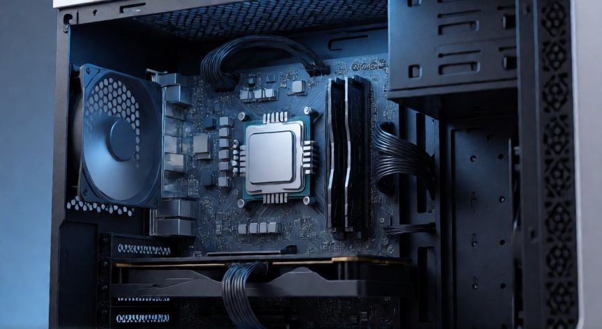 ordenador o que significa, Vista interna detallada de los componentes de hardware de un ordenador de escritorio
