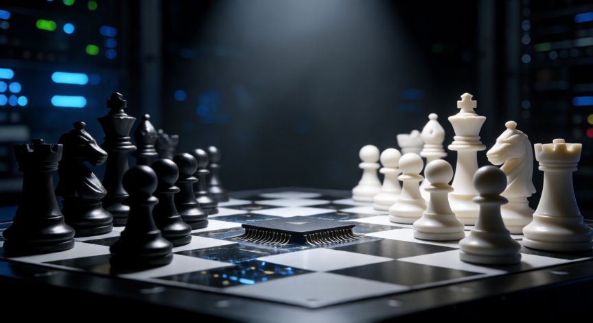 Tablero de ajedrez con tecnología integrada representando la partida Deep Blue contra Kasparov
