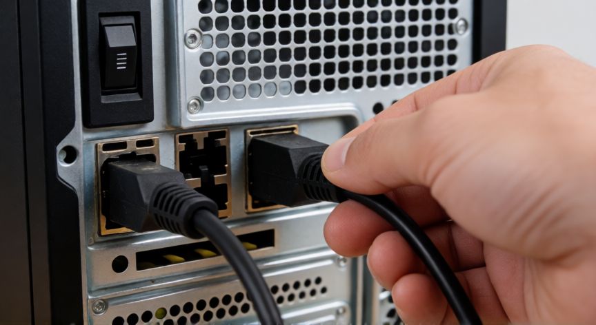 ordenador que no enciende, Conexión del cable de corriente y comprobación del interruptor en la fuente de alimentación
