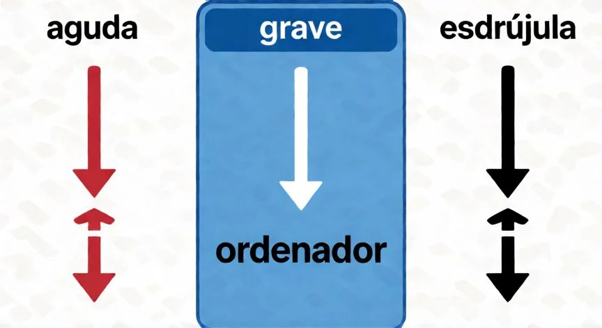 ordenador que palabra es aguda grave o esdrujula, Sílabas de ordenador escritas a mano con acento en dor