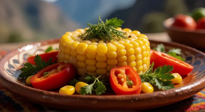 Ceviche peruano fresco con pescado blanco, limón, cebolla y ají amarillo servido en mesa rústica