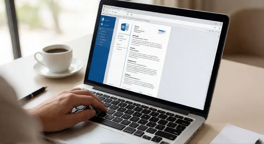 Persona editando una plantilla de hoja de vida en Microsoft Word desde su portátil