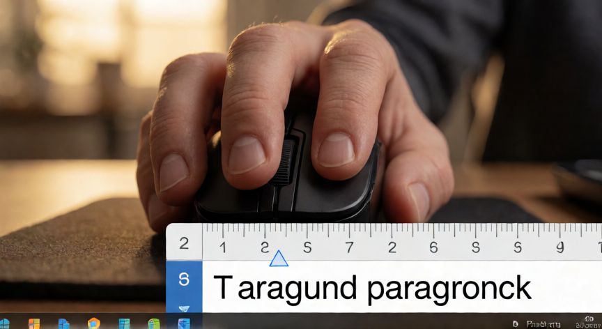 poner en word regla, Mano arrastrando el triángulo de sangría en la regla de Word para ajustar el párrafo