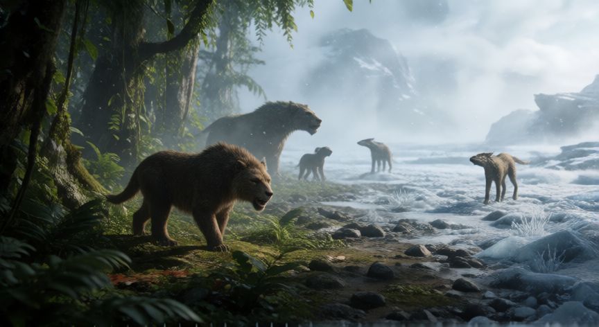 por qué algunos animales se extinguen, Representación de cambio climático prehistórico y adaptación animal