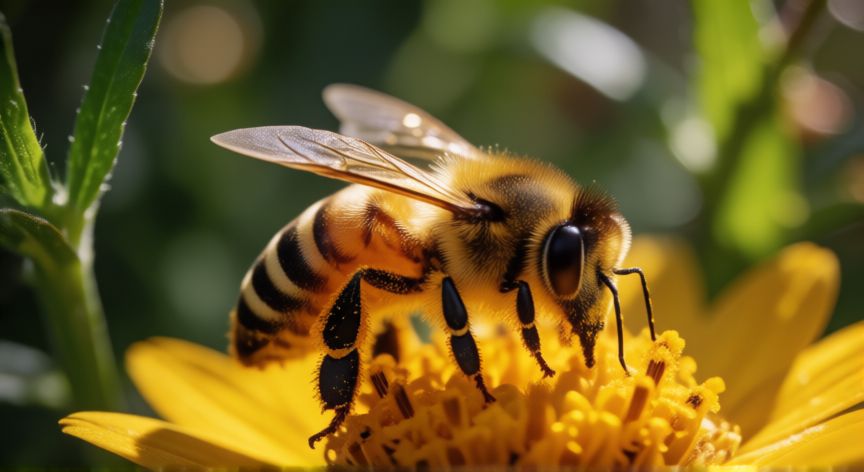 por qué animales, Abeja polinizando una flor silvestre en un bosque