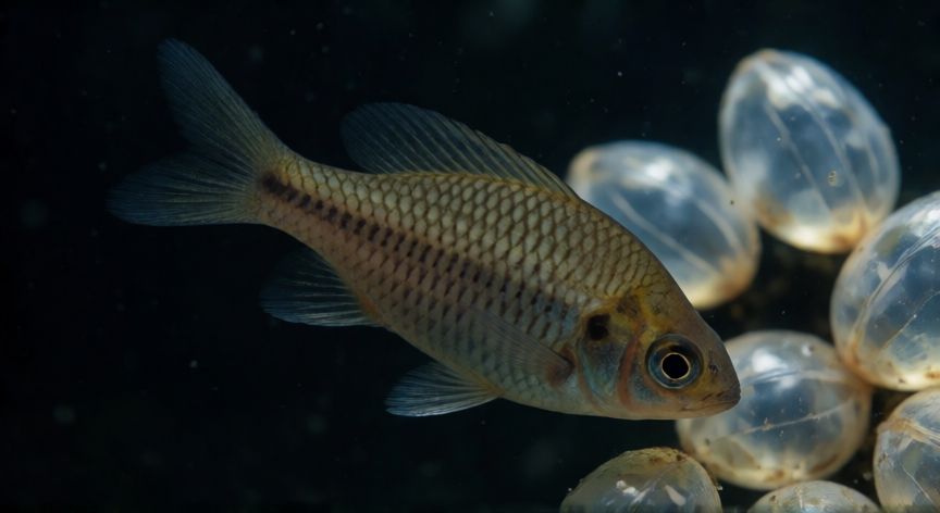 por qué hay animales que se comen a sus crías, Pez cuidando sus huevos en el fondo marino
