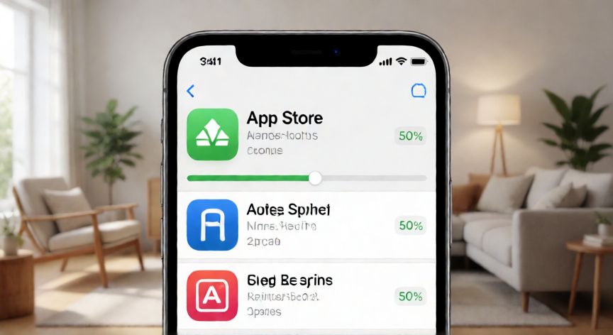 por qué iphone no me deja descargar aplicaciones, Pantalla de iPhone con la barra de progreso de descarga de app detenida