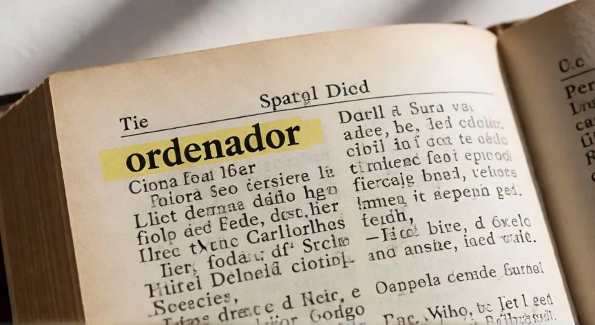 por qué ordenador no lleva tilde, Mano escribiendo la palabra ordenador en un cuaderno con pluma