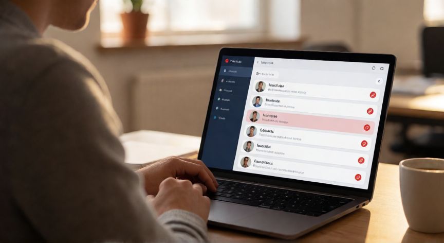porque google borra mis contactos, Persona confundida frente a un portátil mostrando contactos eliminados en Google Contacts