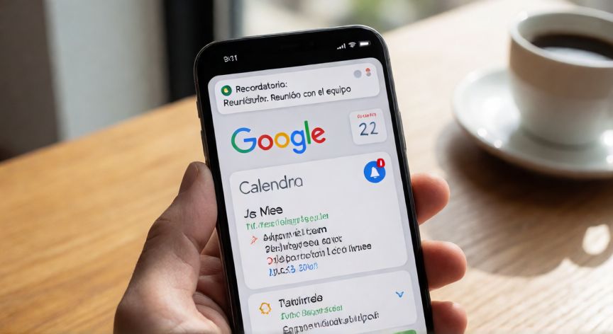porque google calendar no me avisa, Pantalla del móvil mostrando la configuración de recordatorios en Google Calendar